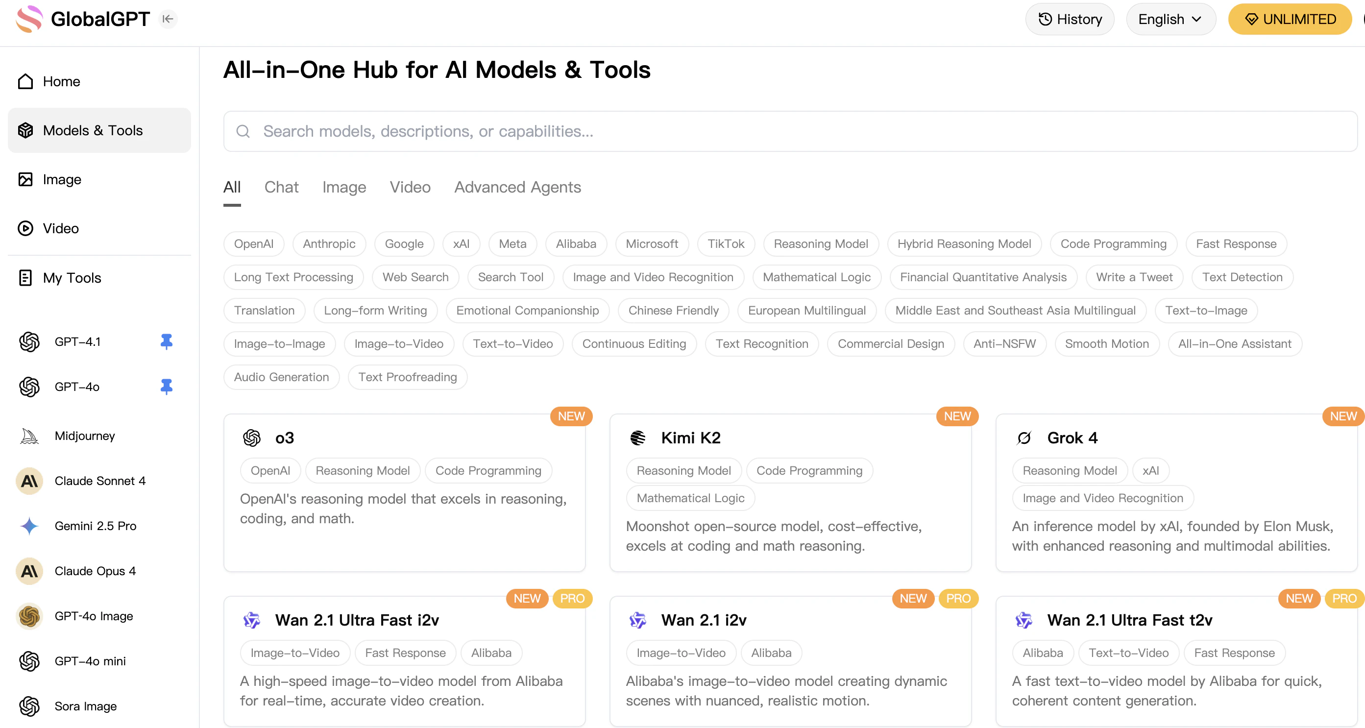 screenshot of GlobalGPT