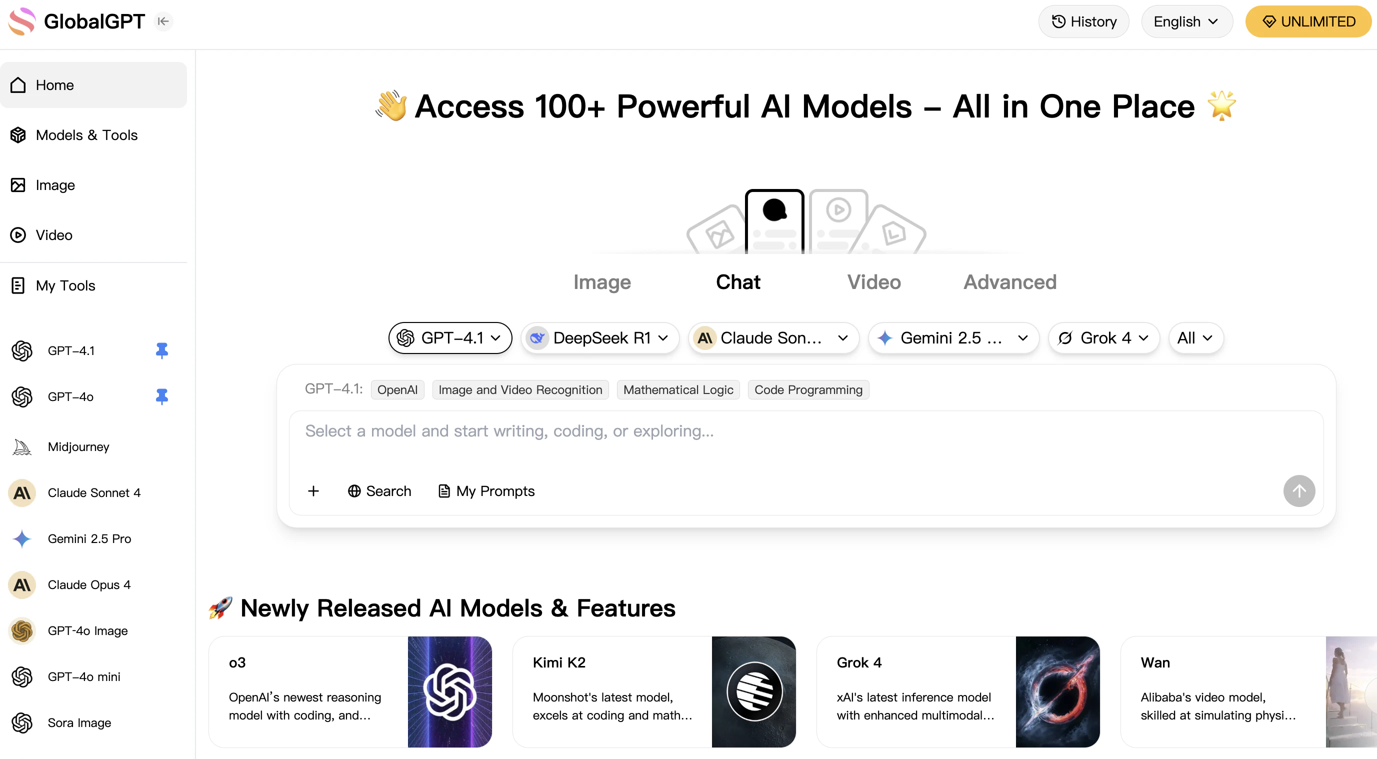screenshot of GlobalGPT
