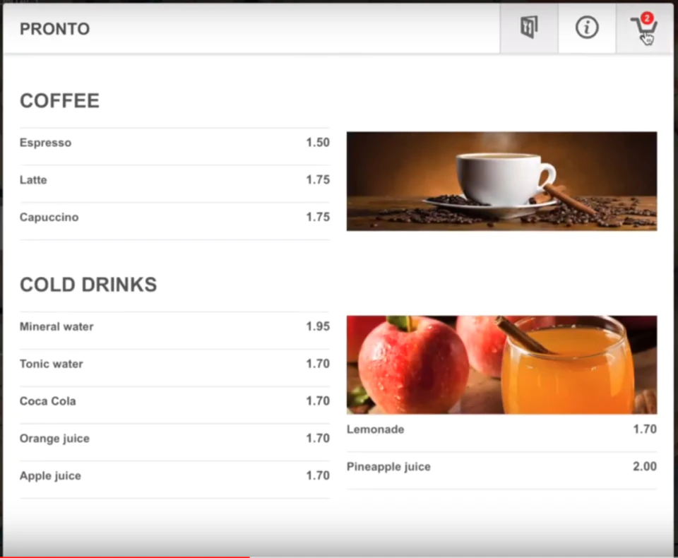 screenshot of GloriaFood
