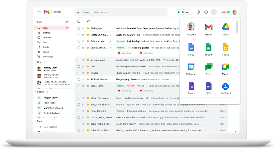 screenshot of Gmail