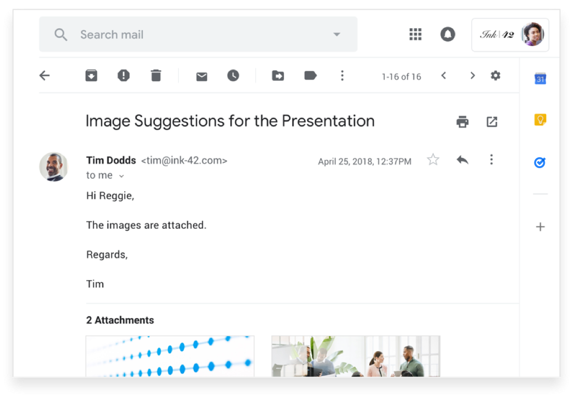 screenshot of Gmail