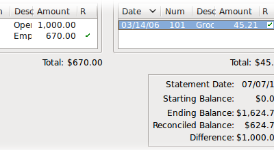 screenshot of GnuCash