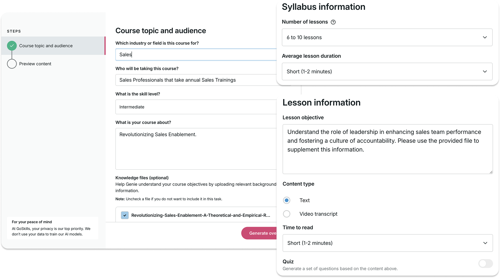 screenshot of GoSkills