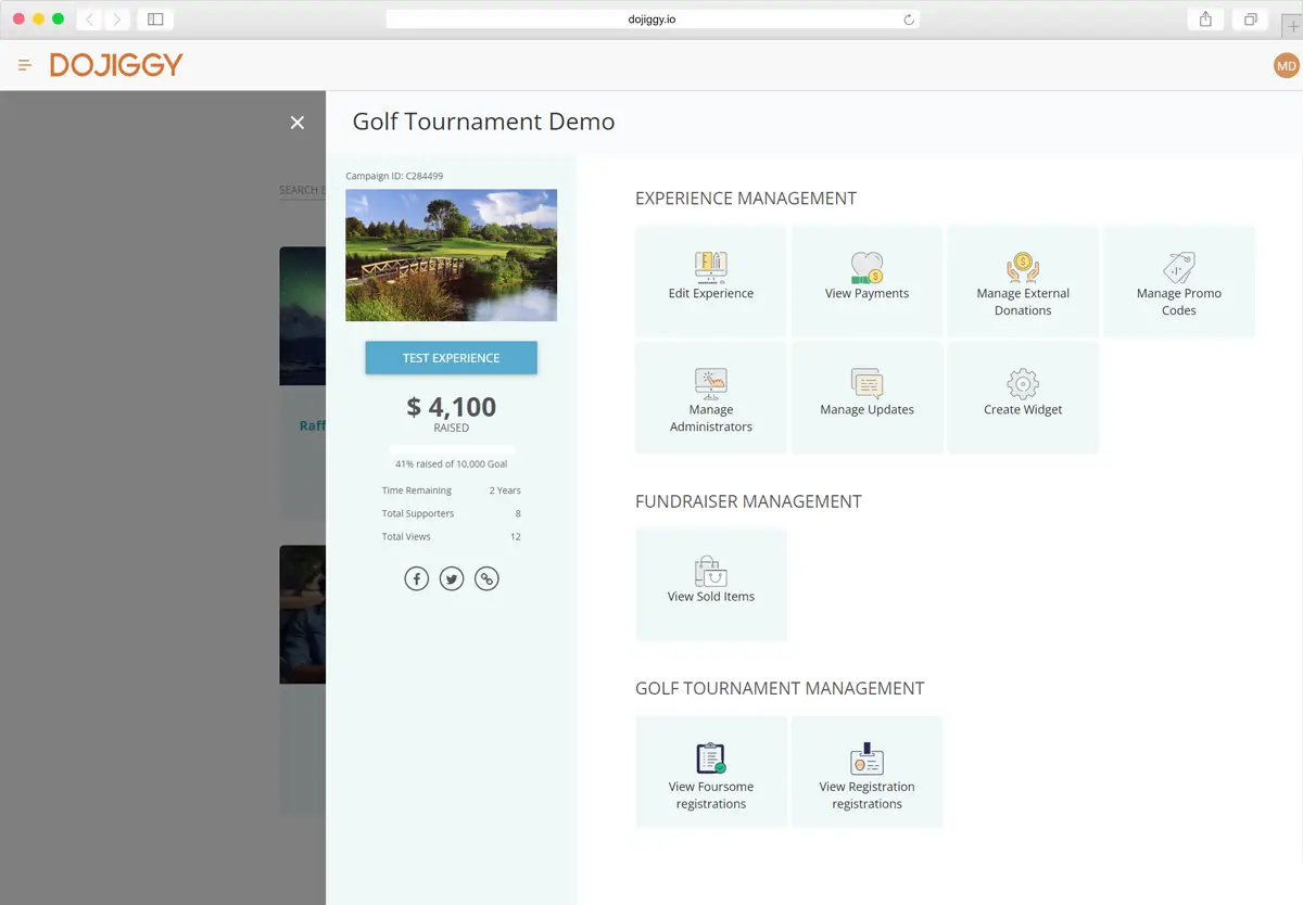 screenshot of GolfRegistrations
