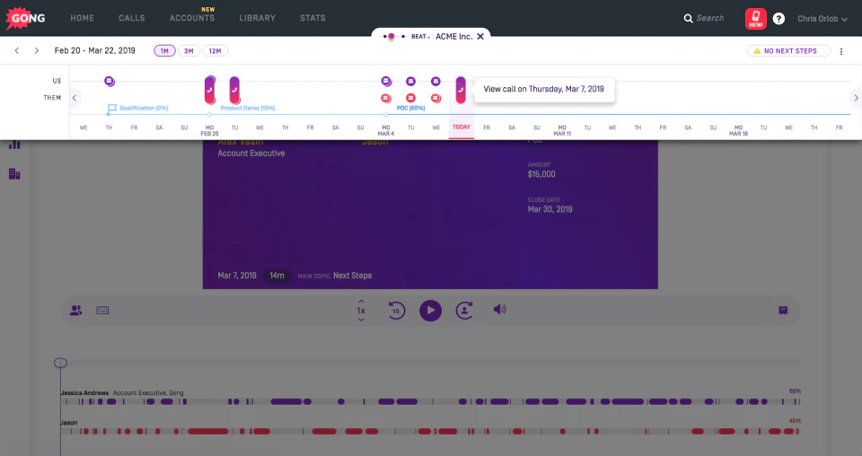 screenshot of Gong.io