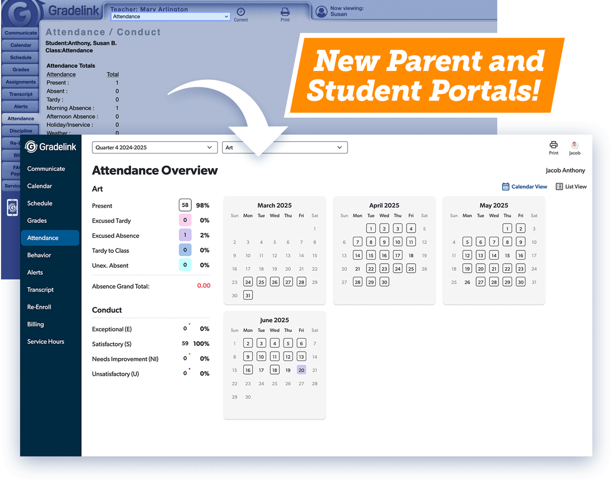 screenshot of Gradelink