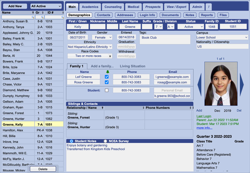 screenshot of Gradelink