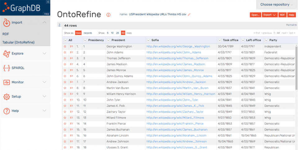 screenshot of GraphDB