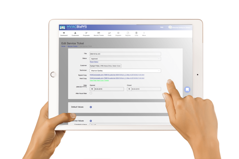 screenshot of HVACBizPro