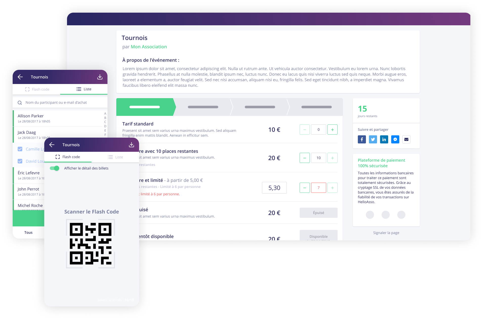screenshot of HelloAsso