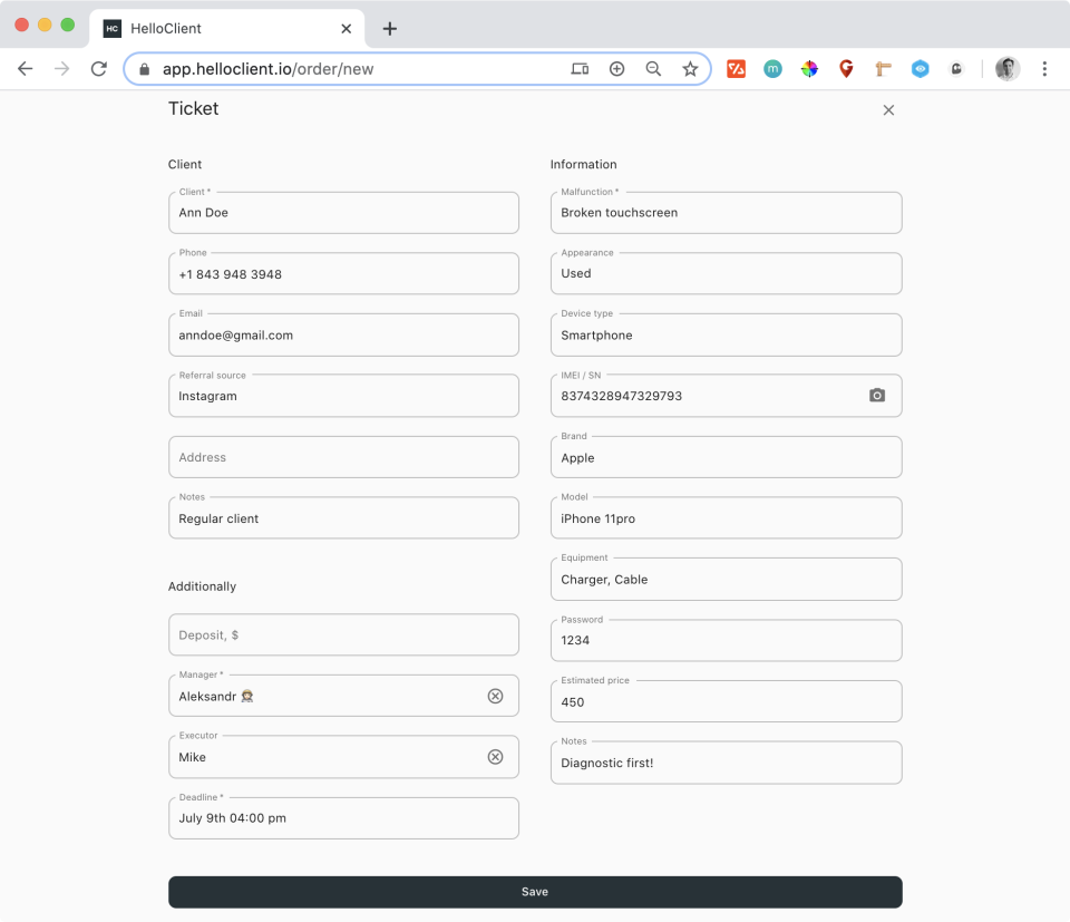screenshot of HelloClient