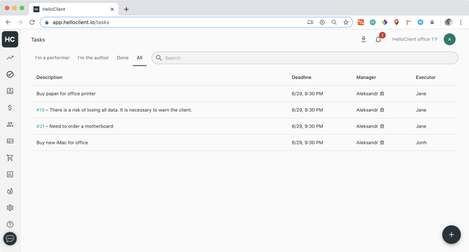 screenshot of HelloClient