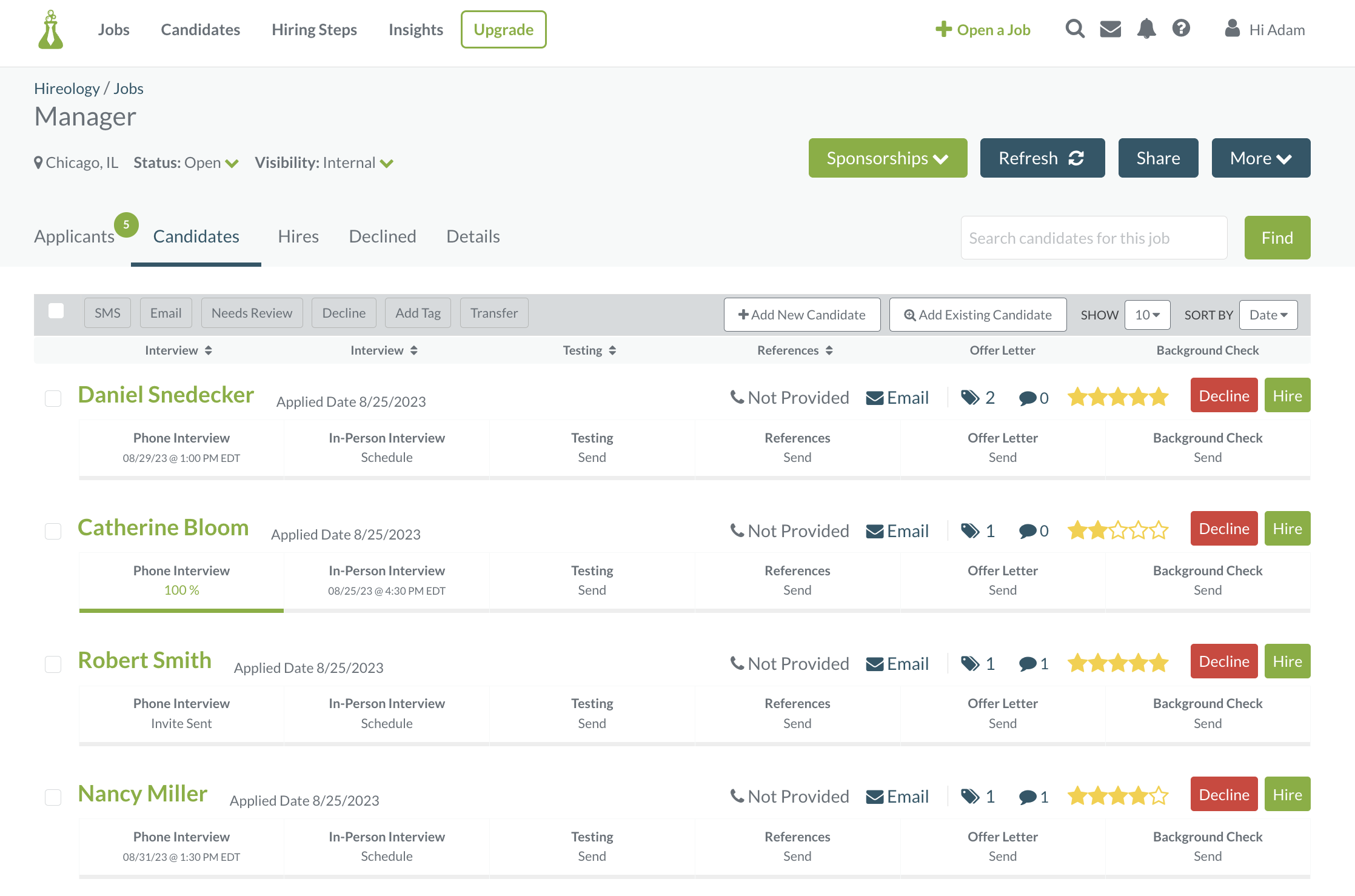 screenshot of Hireology