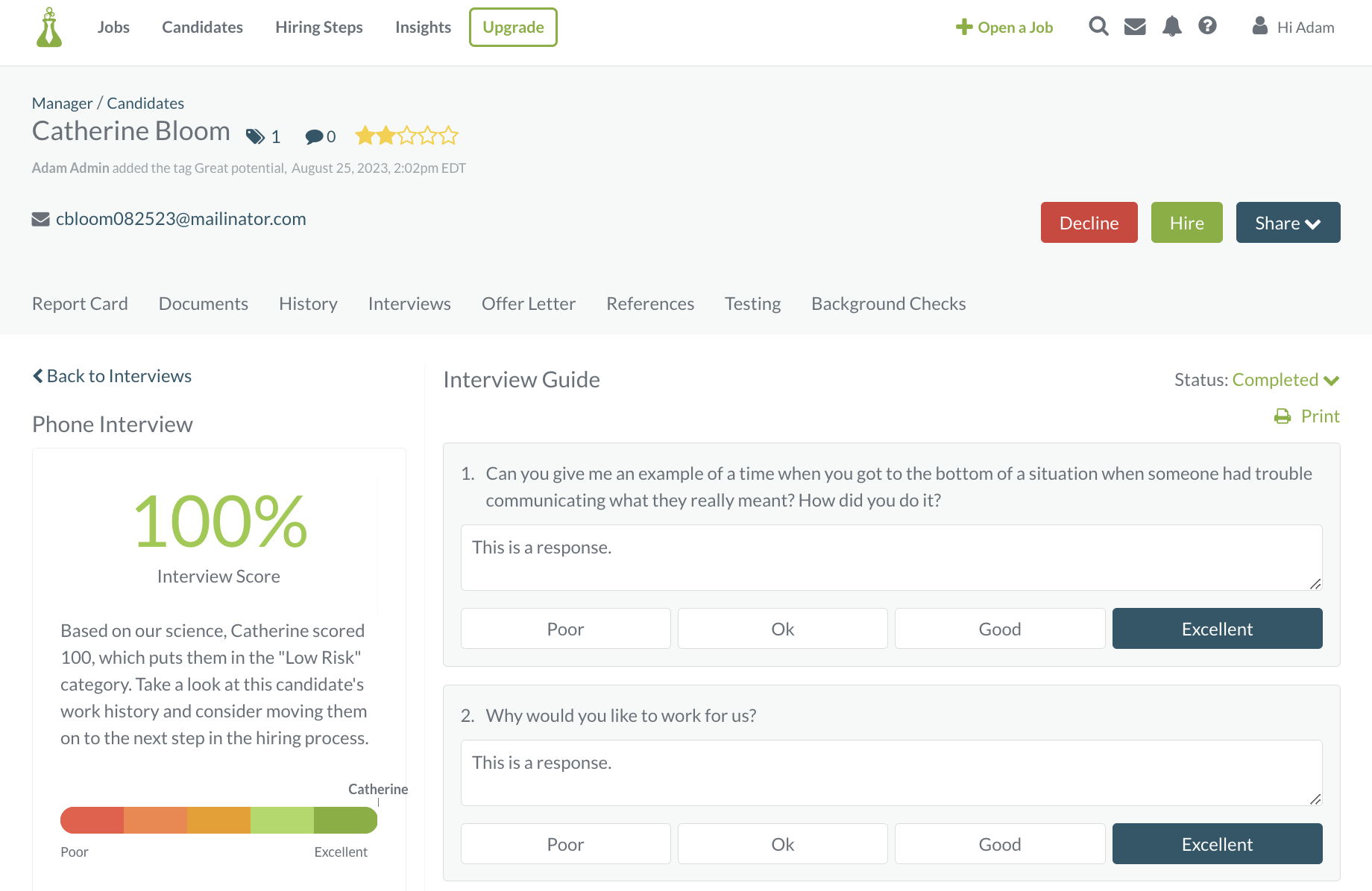 screenshot of Hireology