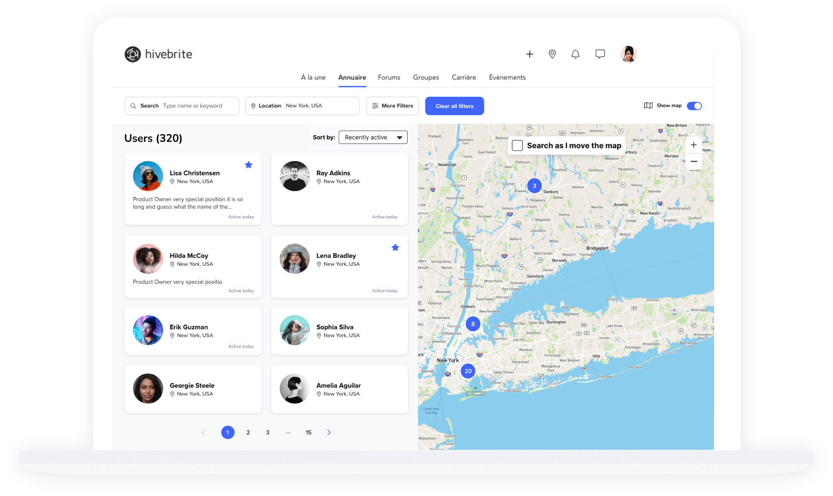 screenshot of Hivebrite