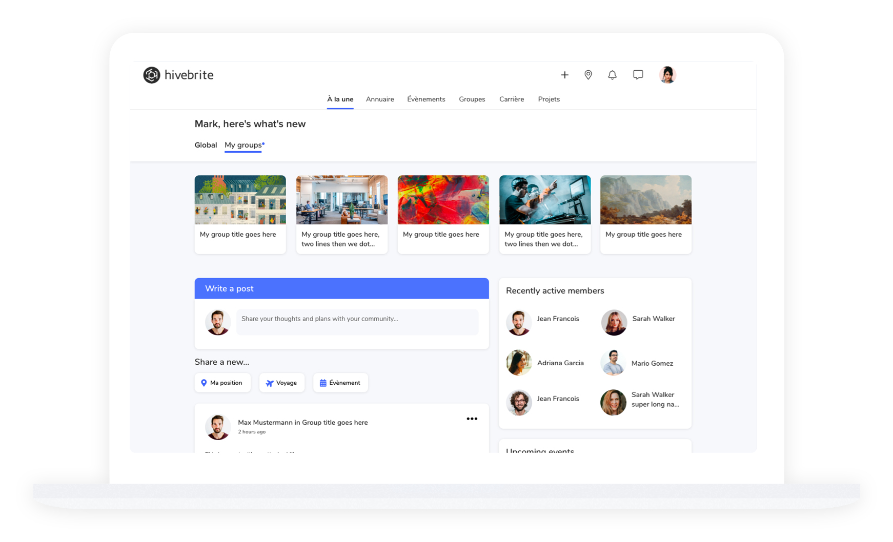 screenshot of Hivebrite