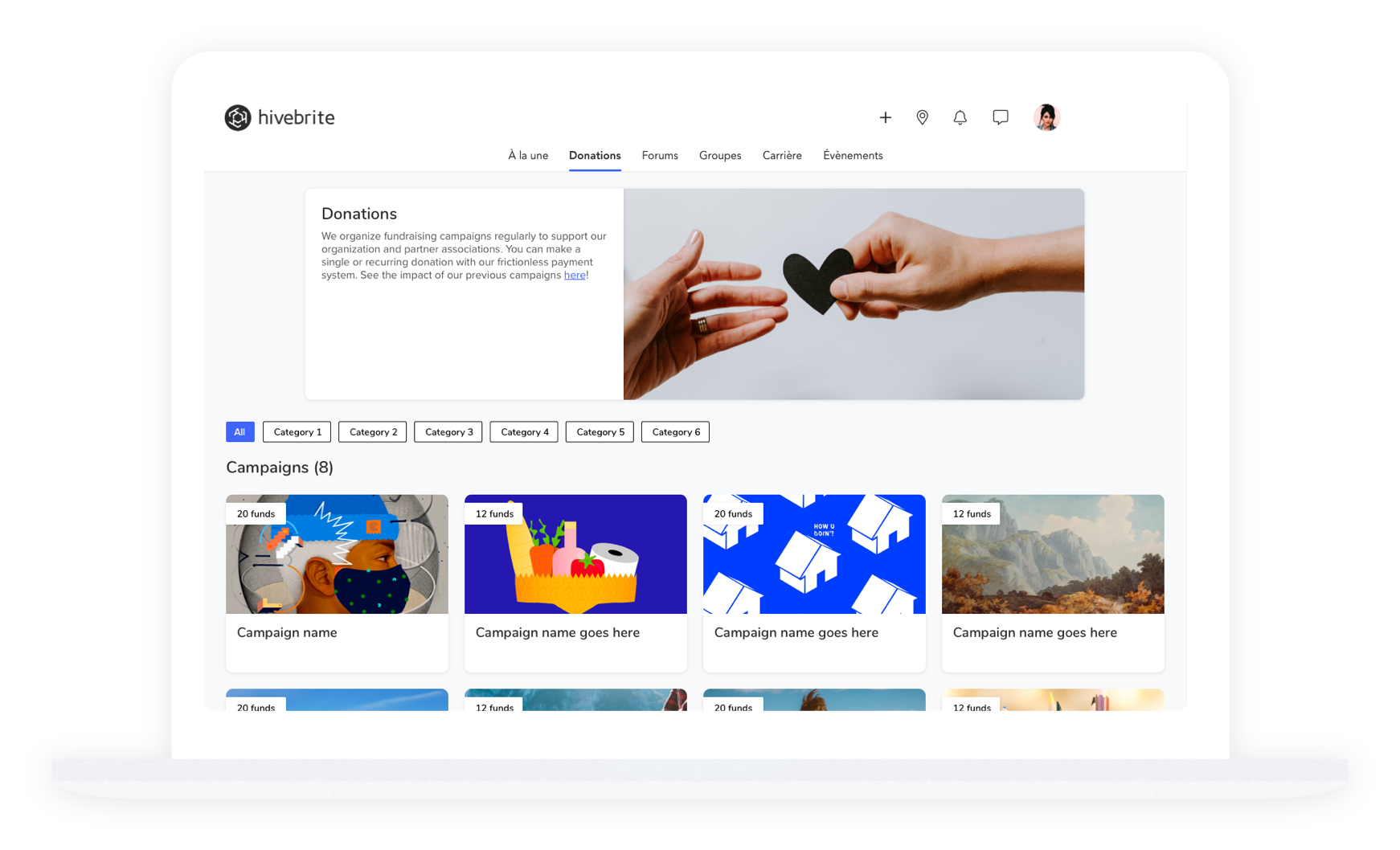 screenshot of Hivebrite
