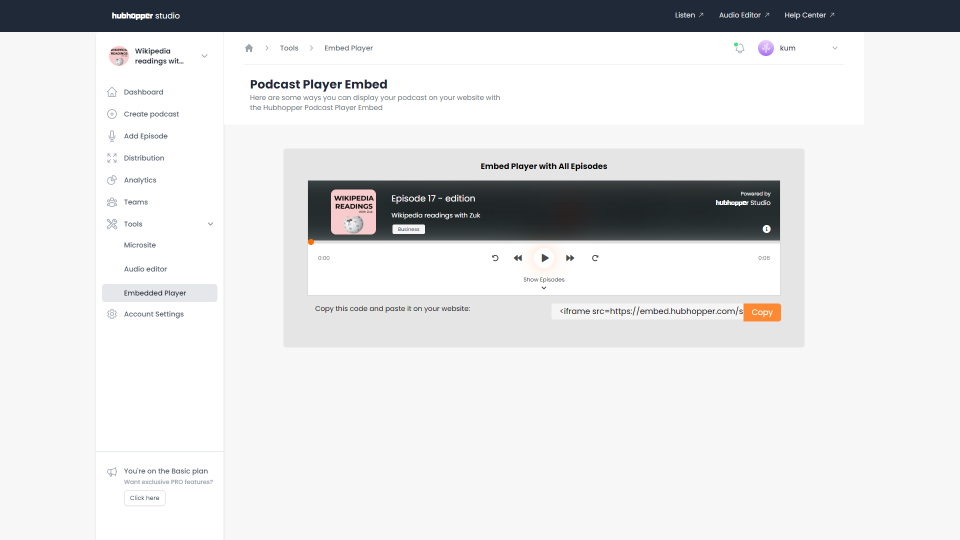 screenshot of Hubhopper