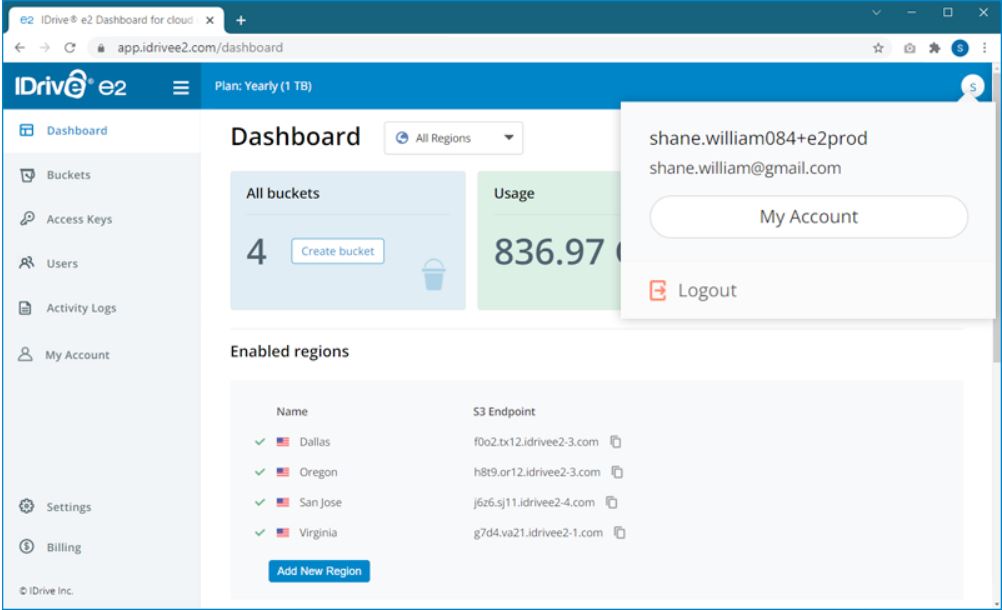 screenshot of IDrive