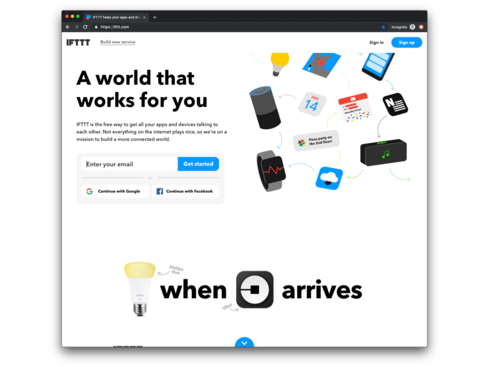screenshot of IFTTT