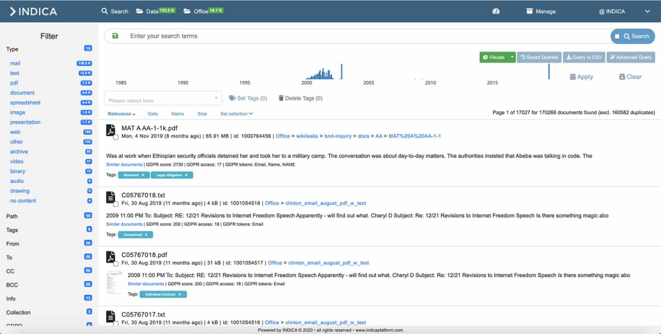 screenshot of INDICA