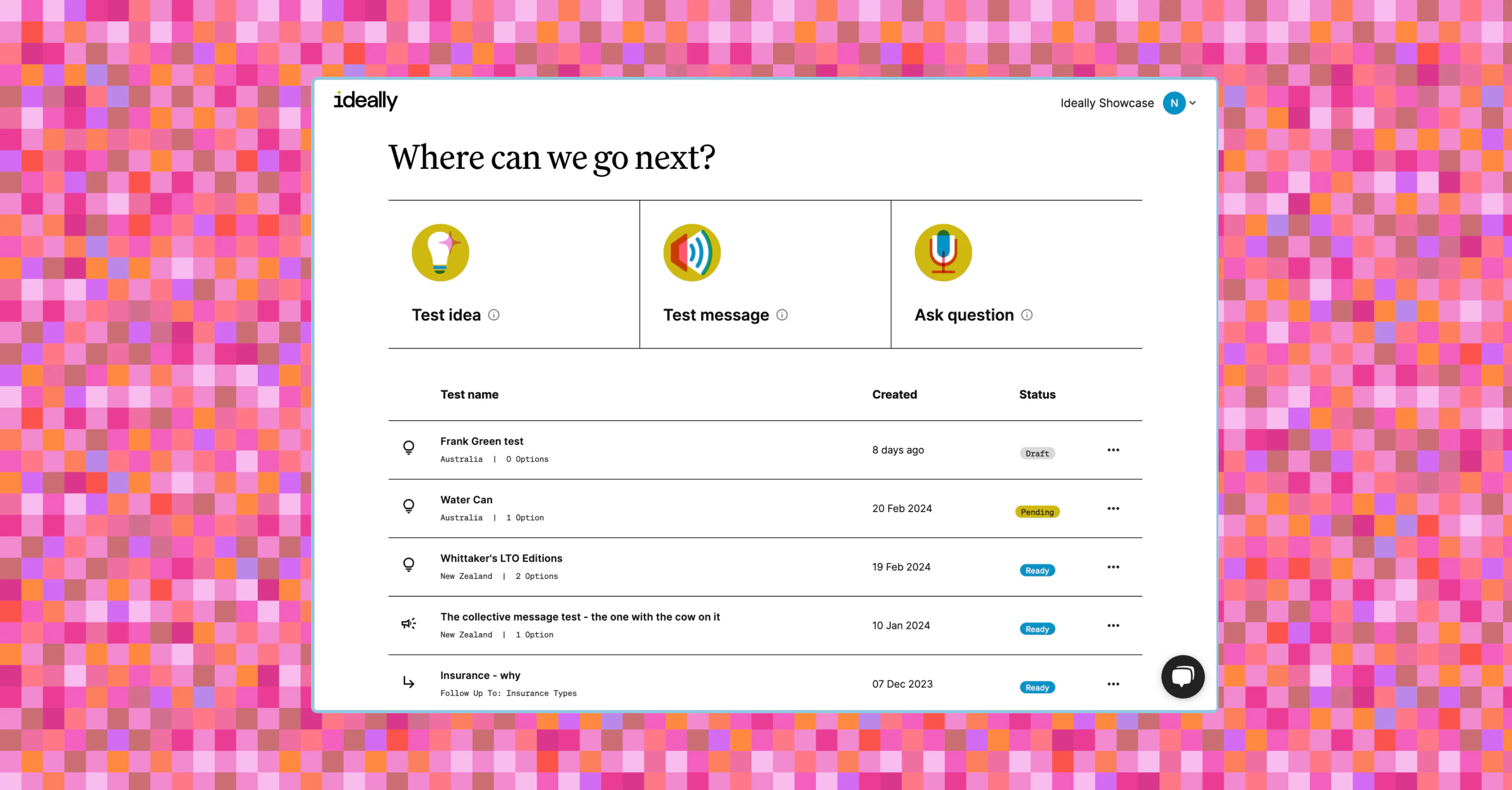 screenshot of Ideally