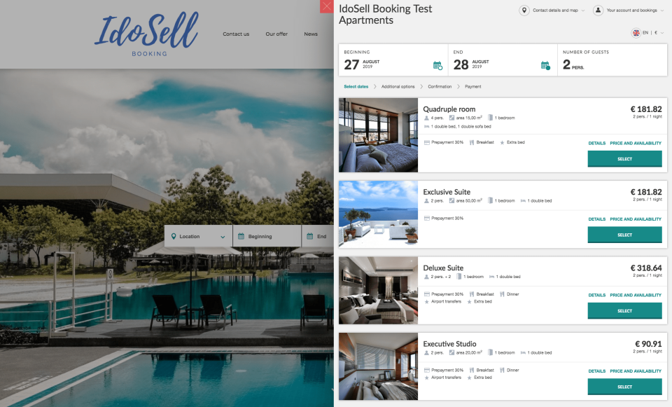 screenshot of IdoBooking