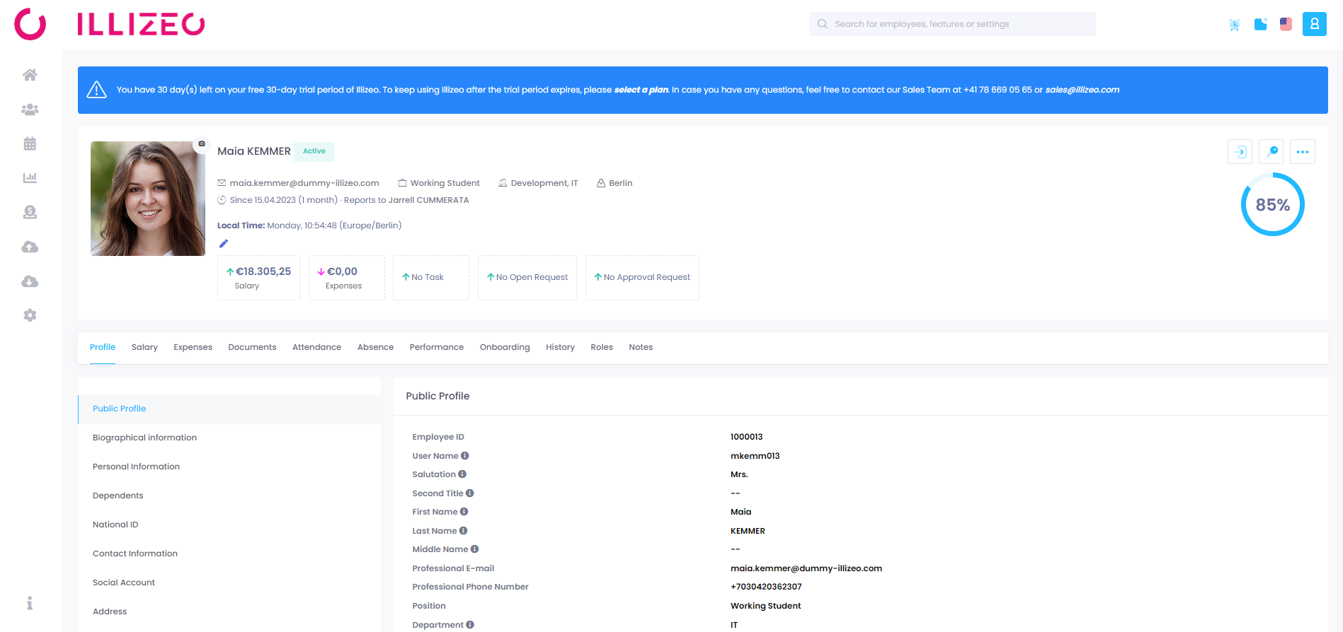 screenshot of Illizeo