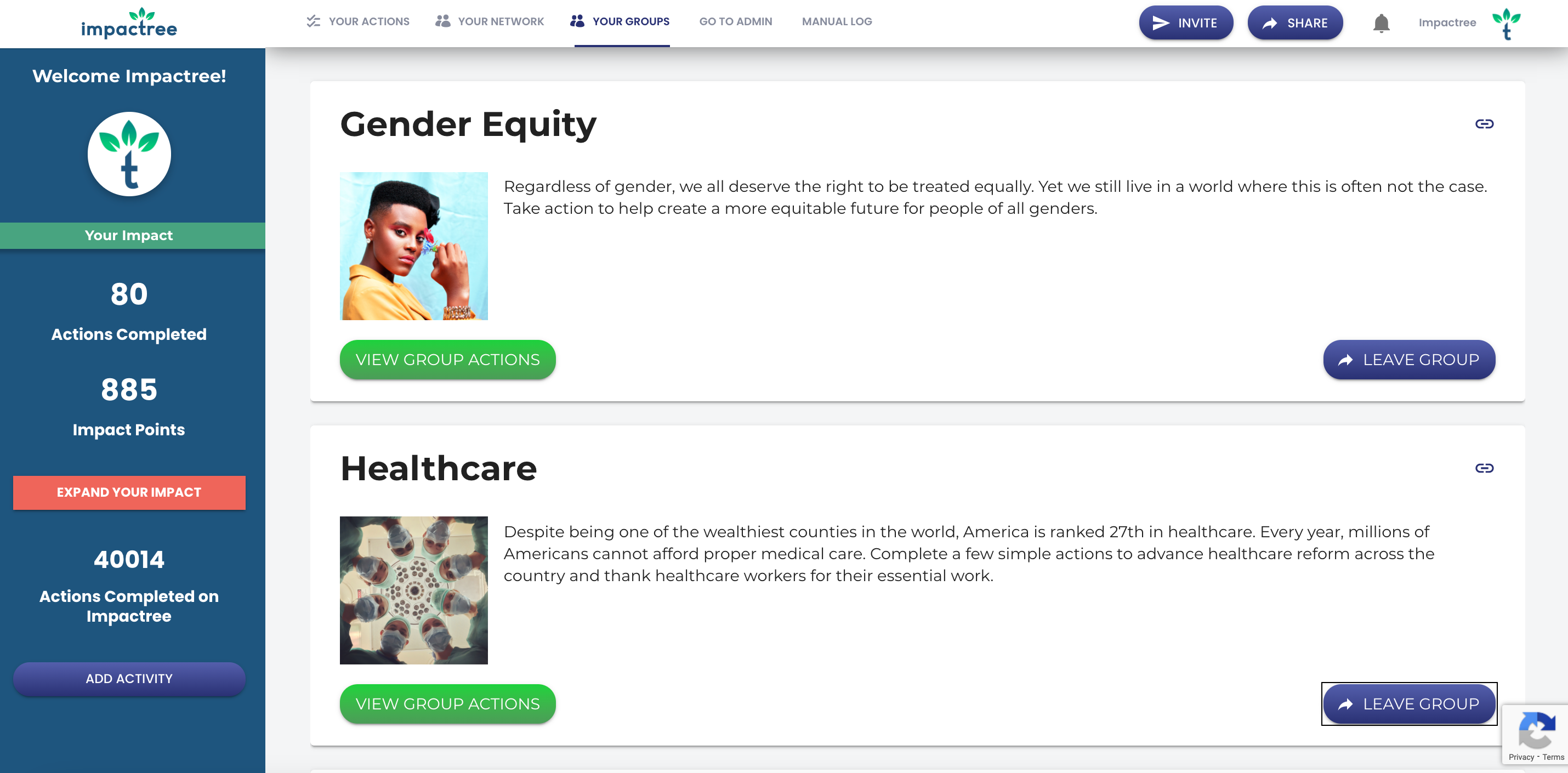 screenshot of Impactree