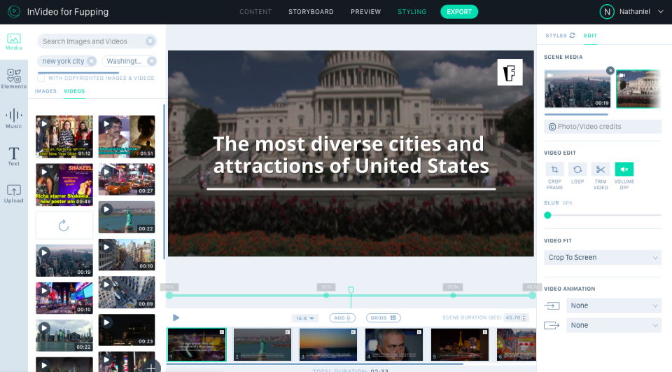 screenshot of InVideo