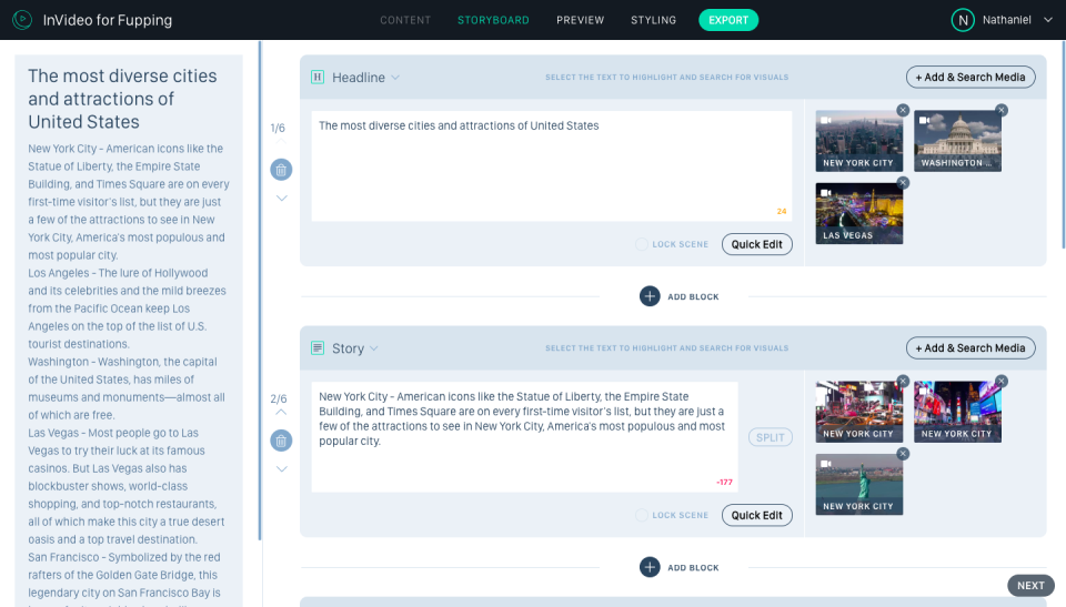 screenshot of InVideo