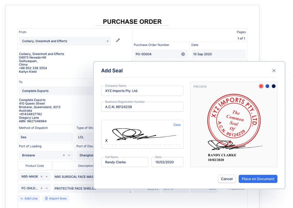 screenshot of IncoDocs