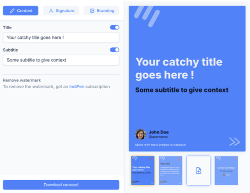 screenshot of IndiPen