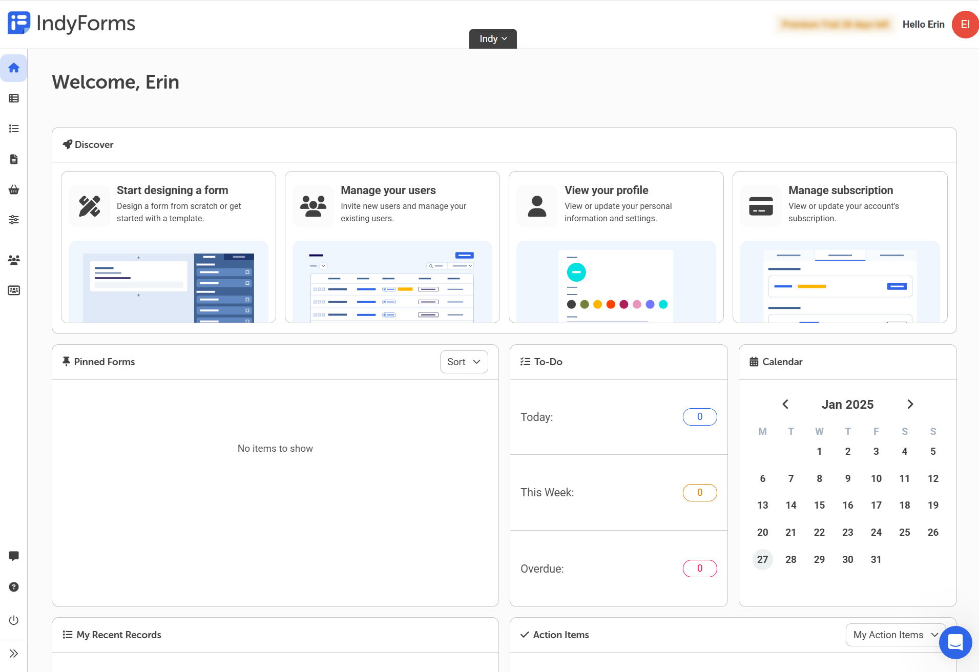 screenshot of IndyForms