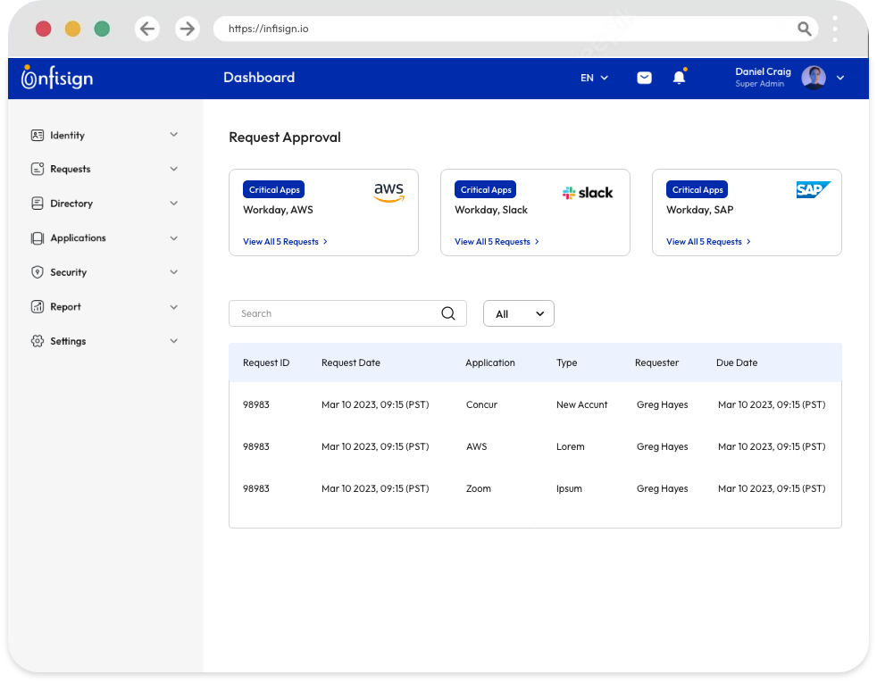 screenshot of Infisign