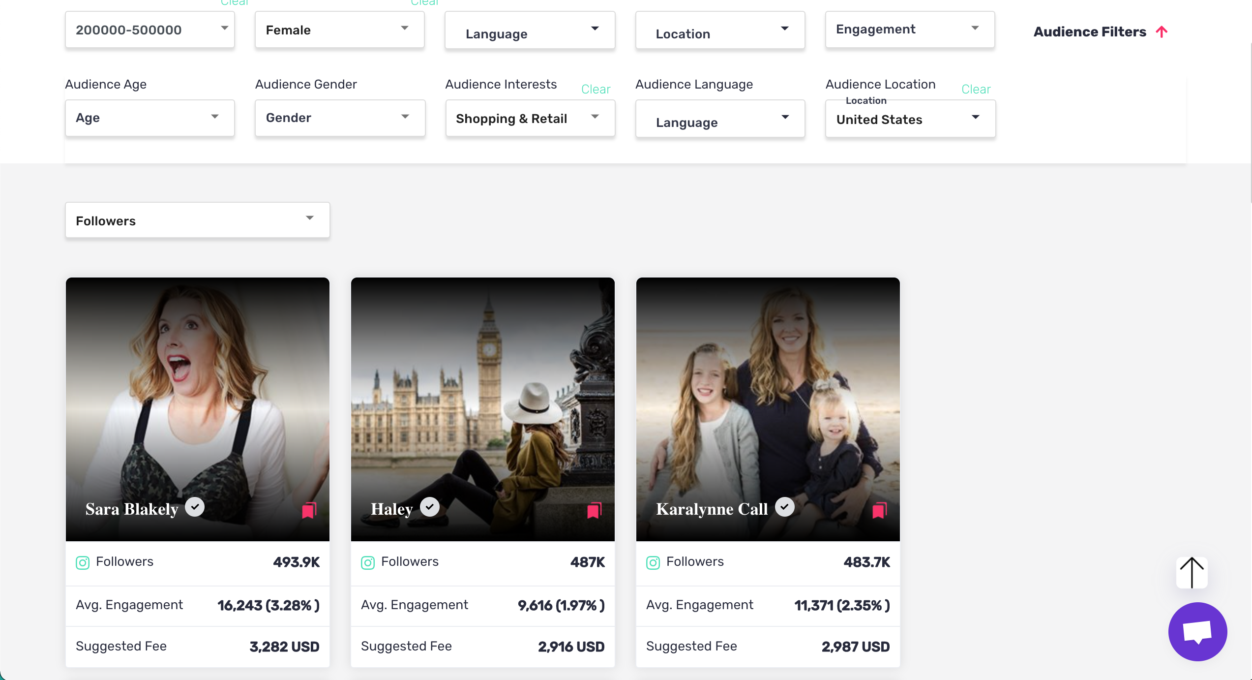 screenshot of Influencify