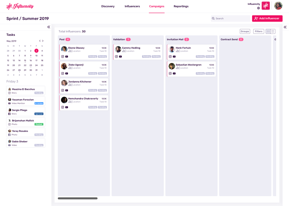 screenshot of Influencity