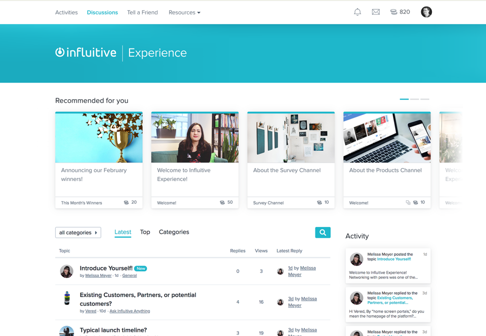 screenshot of Influitive