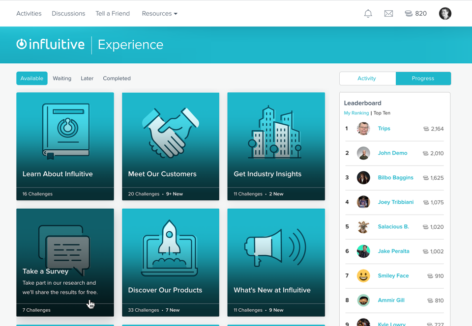 screenshot of Influitive