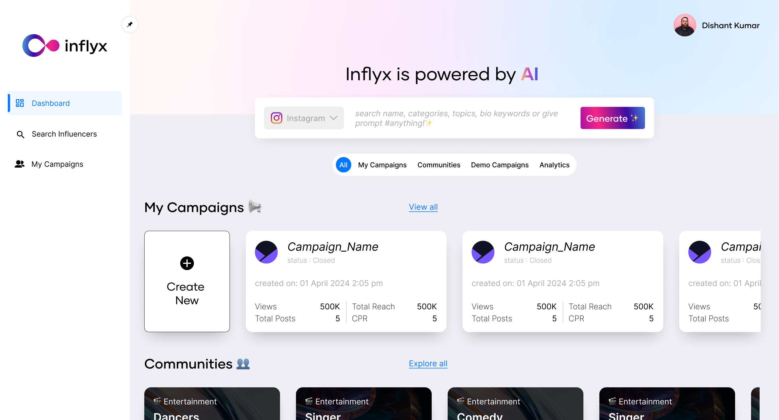 screenshot of Inflyx