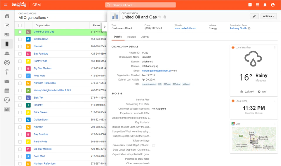 screenshot of Insightly