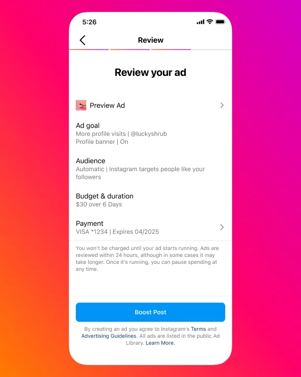 screenshot of Instagram