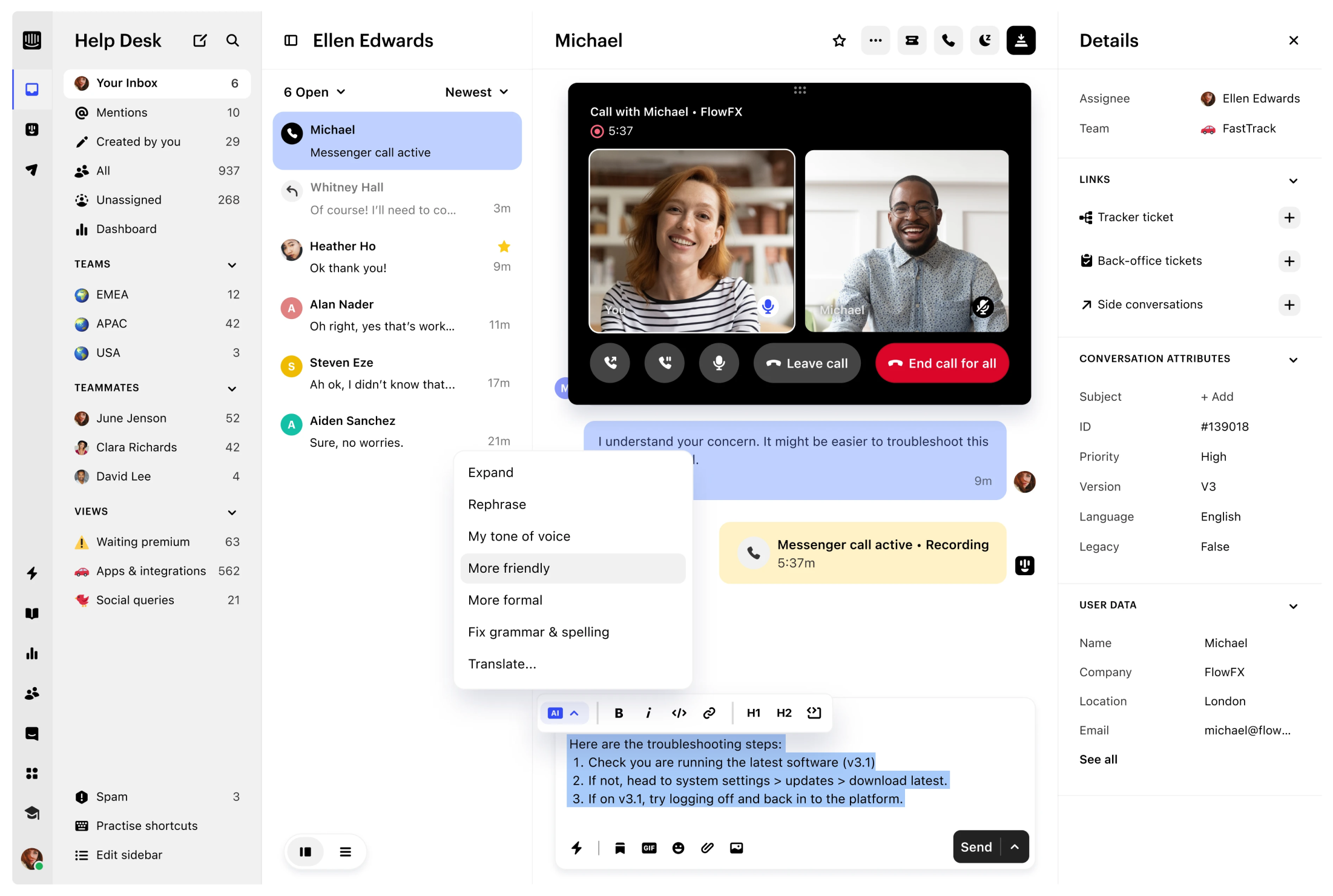 screenshot of Intercom