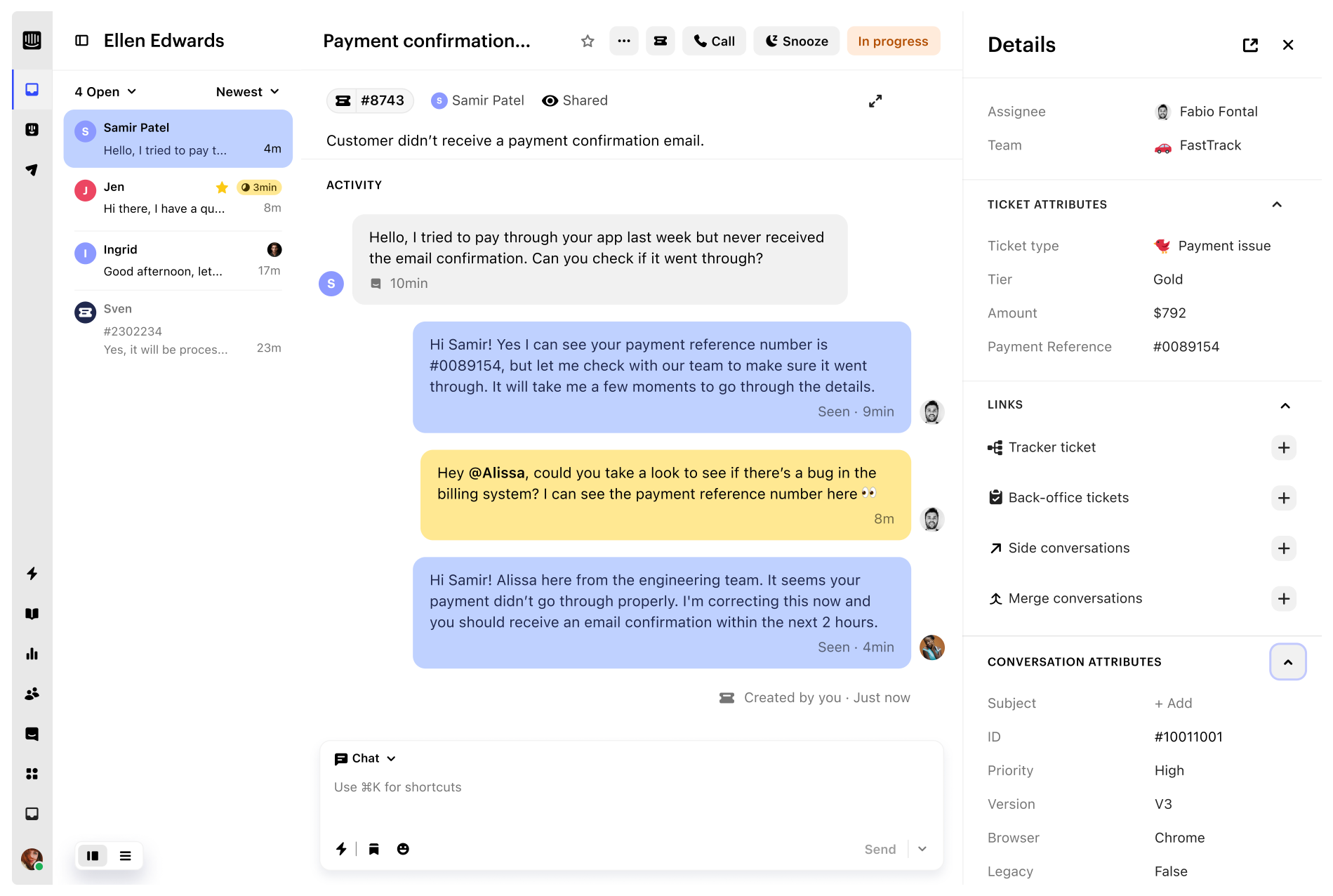 screenshot of Intercom