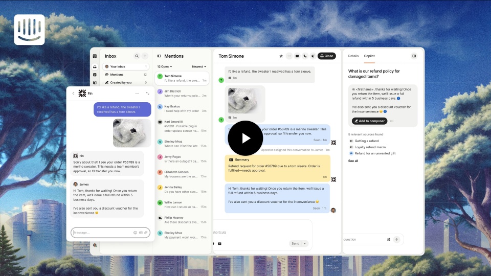 screenshot of Intercom