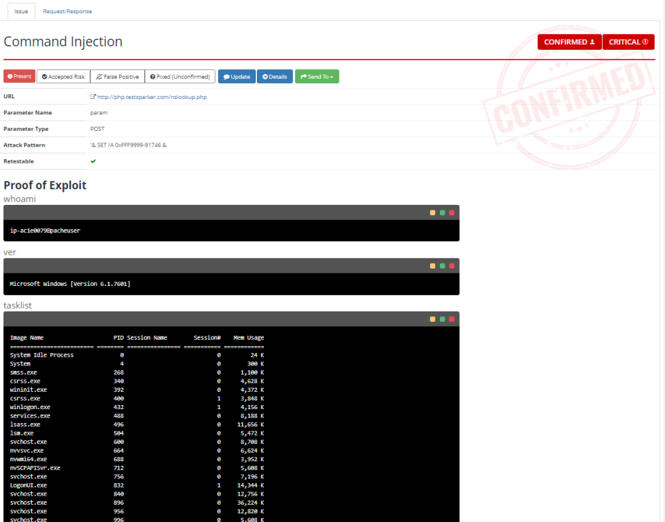 screenshot of Invicti