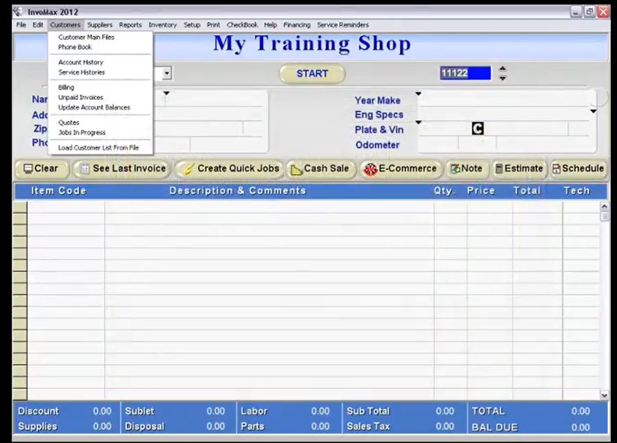 screenshot of InvoMax