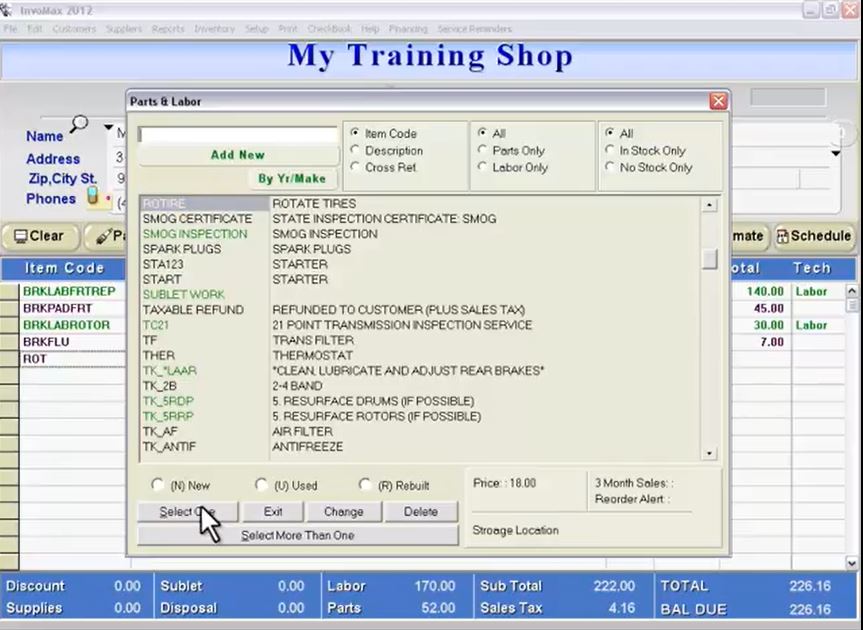 screenshot of InvoMax