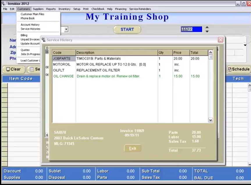 screenshot of InvoMax