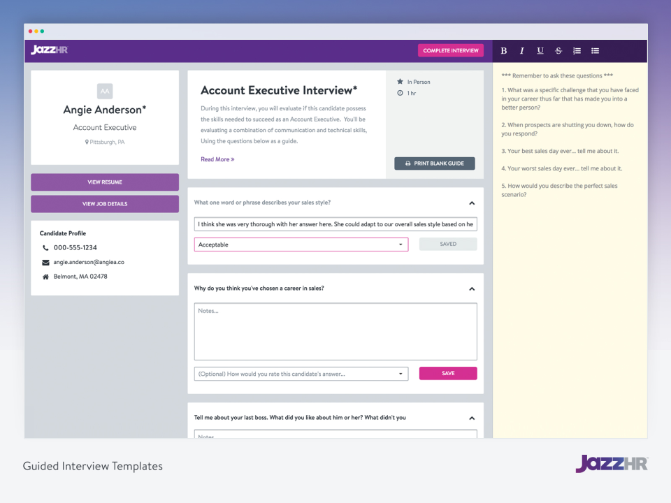 screenshot of JazzHR
